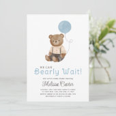 Cute Teddy Bear Baby shower Boy Party Invitation (Debout devant)