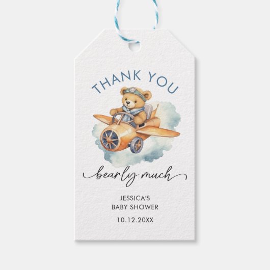 Cute Teddy Bear Baby shower Dank je Cadeaulabel (Voorkant)
