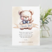 Cute Teddy Bear Baby shower Hartelijk dank Kaart (Staand voorkant)