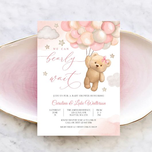 Cute Teddy Bear Baby Shower Invitation