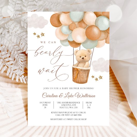 Cute Teddy Bear Baby Shower Invitation
