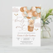 Cute Teddy Bear Baby Shower Invitation (Debout devant)