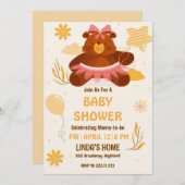Cute Teddy Bear Baby Shower Invitation for Girl (Devant / Derrière)