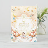 Cute Teddy Bear Baby shower Invitation Kaart (Staand voorkant)