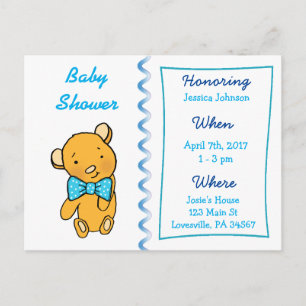 Cute Teddy Bear Baby shower Invitation Uitnodiging Briefkaart