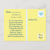 Cute Teddy Bear Baby shower Jaune Invitation (Dos)