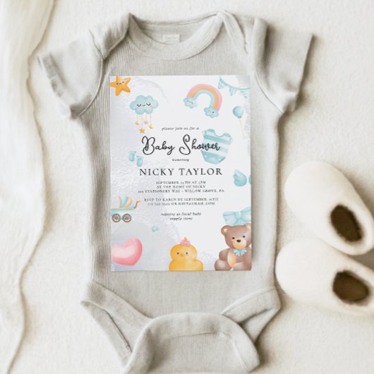 Cute Teddy Bear Baby shower Kaart