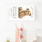 Cute Teddy Bear Baby shower Welcome Sign Spandoek (Insitu)