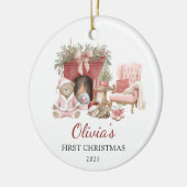 Cute Teddy Bear Baby's First Christmas Keramisch Ornament (Links)