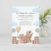 Cute Teddy Bear Balloon Theme Kaart (Staand voorkant)