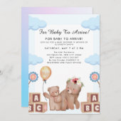 Cute Teddy Bear Balloon Theme Kaart (Voorkant / Achterkant)