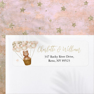 Cute Teddy Bear Balloons Return Address Etiket