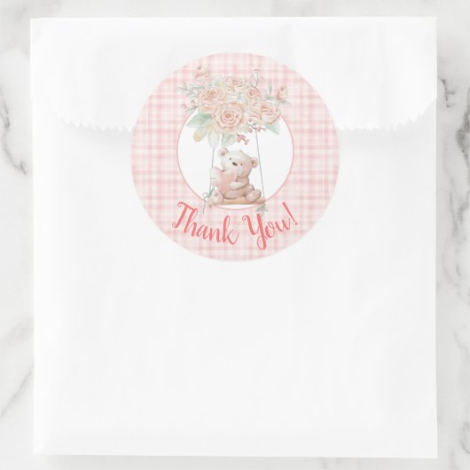 Cute Teddy Bear Bedankt Ronde Sticker (Tas)