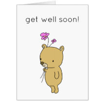 Cute Teddy Bear Beer Sick Get Well Kaart