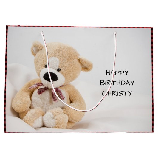 Cute Teddy Bear Birthday Groot Cadeauzakje (Achterkant)
