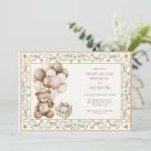 Cute Teddy Bear Birthday Kaart (Staand voorkant)