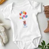 Cute Teddy Bear Blue Balloons Boy Romper