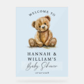 Cute Teddy Bear Blue Boy Baby shower Affiche de bi (Recto)