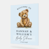 Cute Teddy Bear Blue Boy Baby shower Affiche de bi (Angle)