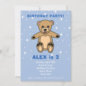 Cute Teddy Bear Blue Boy Birthday Kaart (Voorkant)