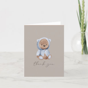 Cute Teddy Bear - Blue, Brown, Neutral Bedankkaart