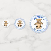 Cute Teddy Bear Blue Polka Dot Birthday Party Confetti (Achterkanten)