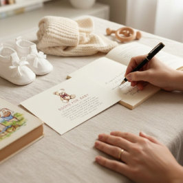 Cute Teddy Bear Books for Baby Shower Insert Card Informatiekaartje