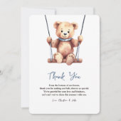 Cute Teddy Bear Boy Baby shower Bedankkaart (Voorkant)
