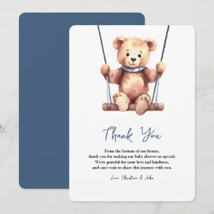 Cute Teddy Bear Boy Baby shower Bedankkaart