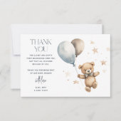 Cute Teddy Bear Boy Baby shower Bedankkaart (Voorkant)