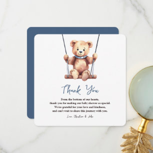 Cute Teddy Bear Boy Baby shower Bedankkaart