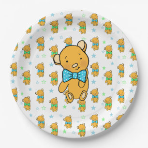 Cute Teddy Bear Boy's Baby shower Papieren Bordje