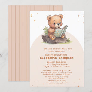 Cute Teddy Bear brengt een boek Baby shower mee Kaart