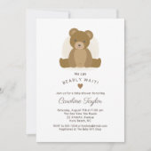 Cute Teddy Bear Brown Baby shower Invitation (Devant)