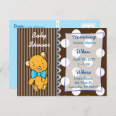 Cute Teddy Bear Brown Baby shower Invitation (Devant / Derrière)
