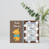 Cute Teddy Bear Brown Baby shower Invitation (Debout devant)