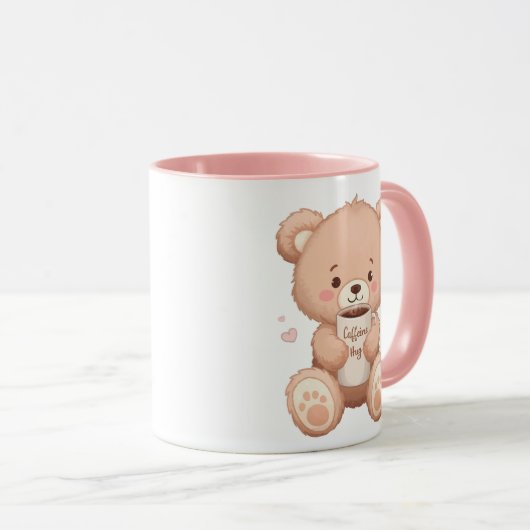 Cute Teddy Bear "Caffeine Hug" Mok (Voorkant rechts)