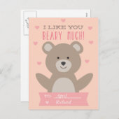 Cute Teddy Bear Classroom Valentine Carte postale (Devant / Derrière)