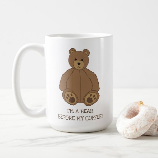Cute Teddy Bear Coffee Mok (Met donut)