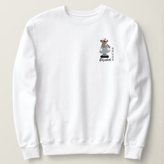 Cute Teddy Bear Custom Name Sweatshirts for Nurse Trui (Design voorkant)