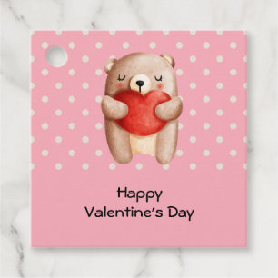Cute Teddy Bear die een rood hart draagt Bedankjes Labels