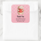Cute Teddy Bear draagt een Rode Harthag Vierkante Sticker (Tas)