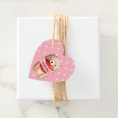 Cute Teddy Bear draagt een rood hart Dank je Bedankjes Labels (In situ)