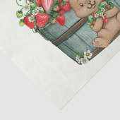 Cute Teddy Bear en Rustic Strawberry Basket Tissuepapier (Detail)