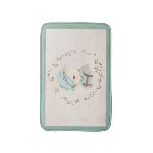Cute Teddy Bear Floral Whimsy Badmat (Voorkant Verticaal)