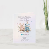 Cute Teddy Bear Gender Reveal Invitation (Devant)