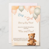 Cute Teddy Bear Genre Reveal Party Invitation (Devant / Derrière)