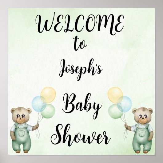 Cute teddy bear green wallpaper poster (Voorkant)