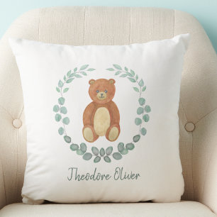 Cute Teddy Bear Greenery Nursery Kussen