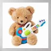 Cute Teddy Bear Guitar Poster (Voorkant)